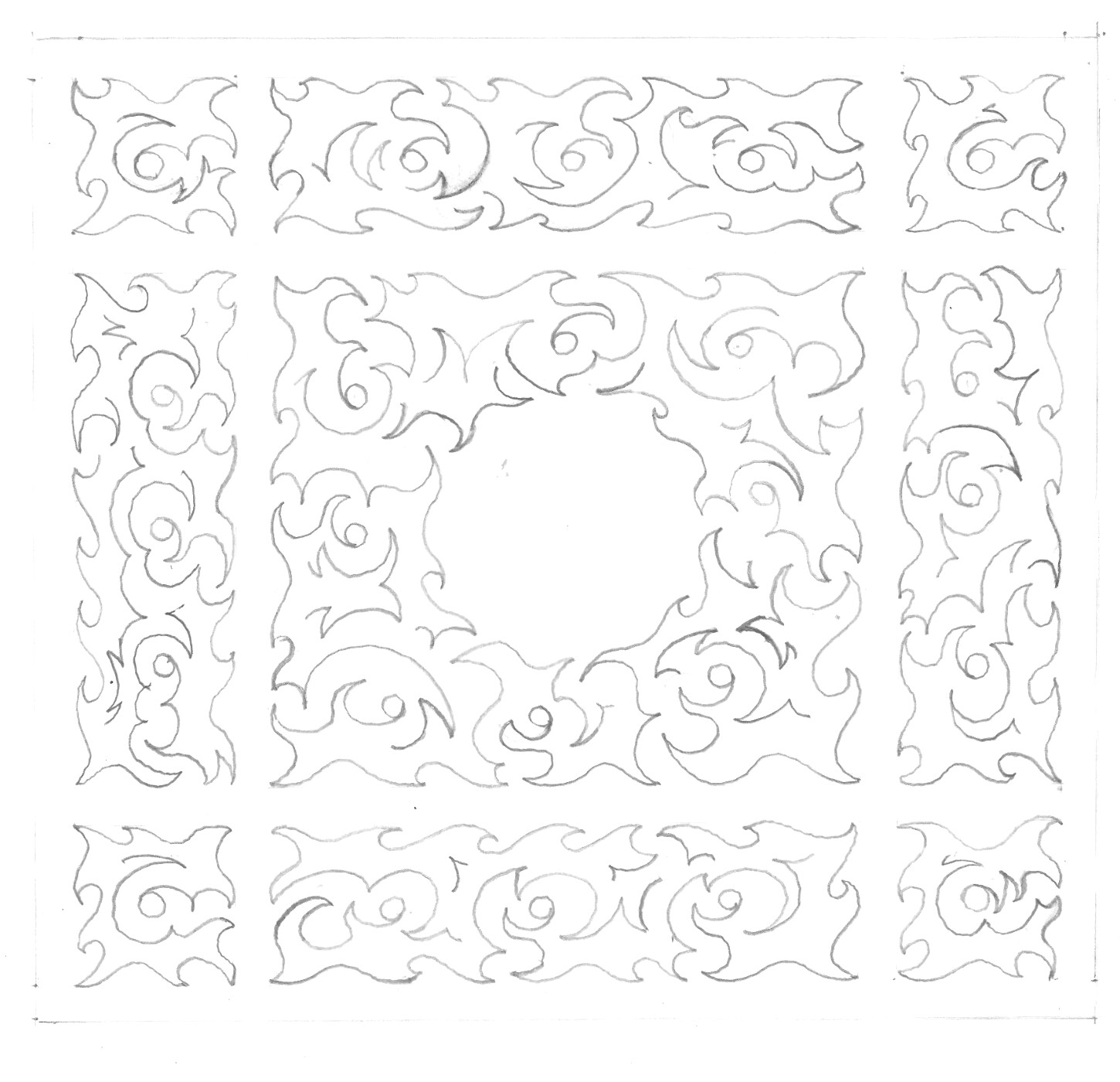 Client hand sketch for a decorative CNC plasma-cut plate