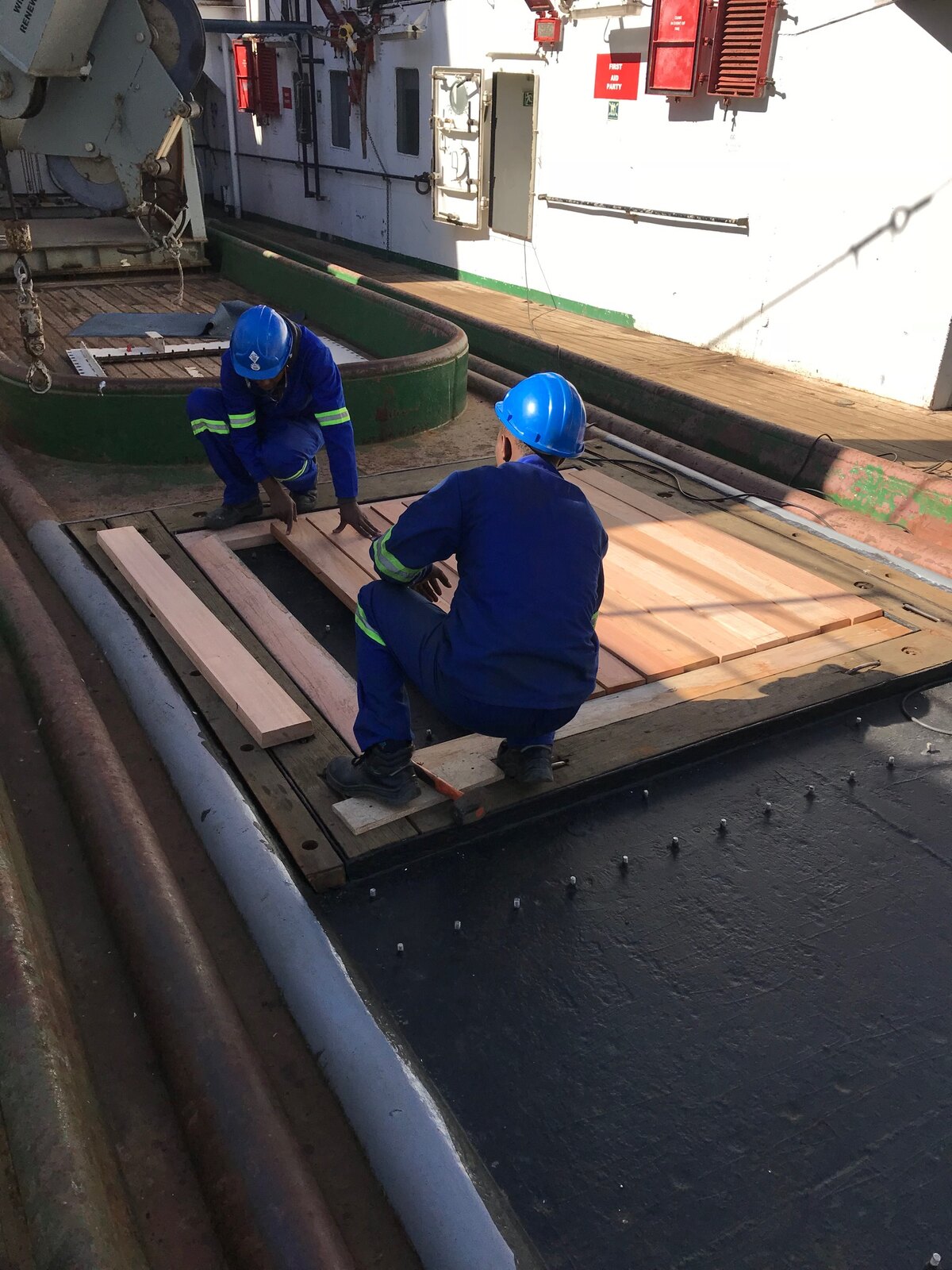 New timber sections being fitted to the deck