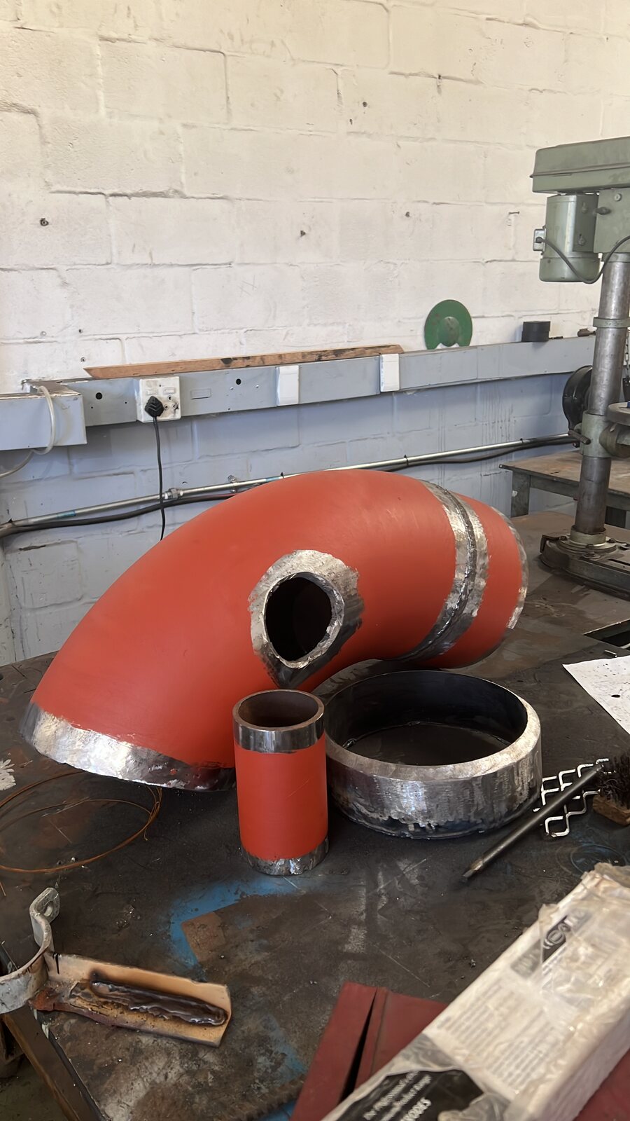 Large bore mild steel main-engine cooling pipe fabricated by Naude Industries