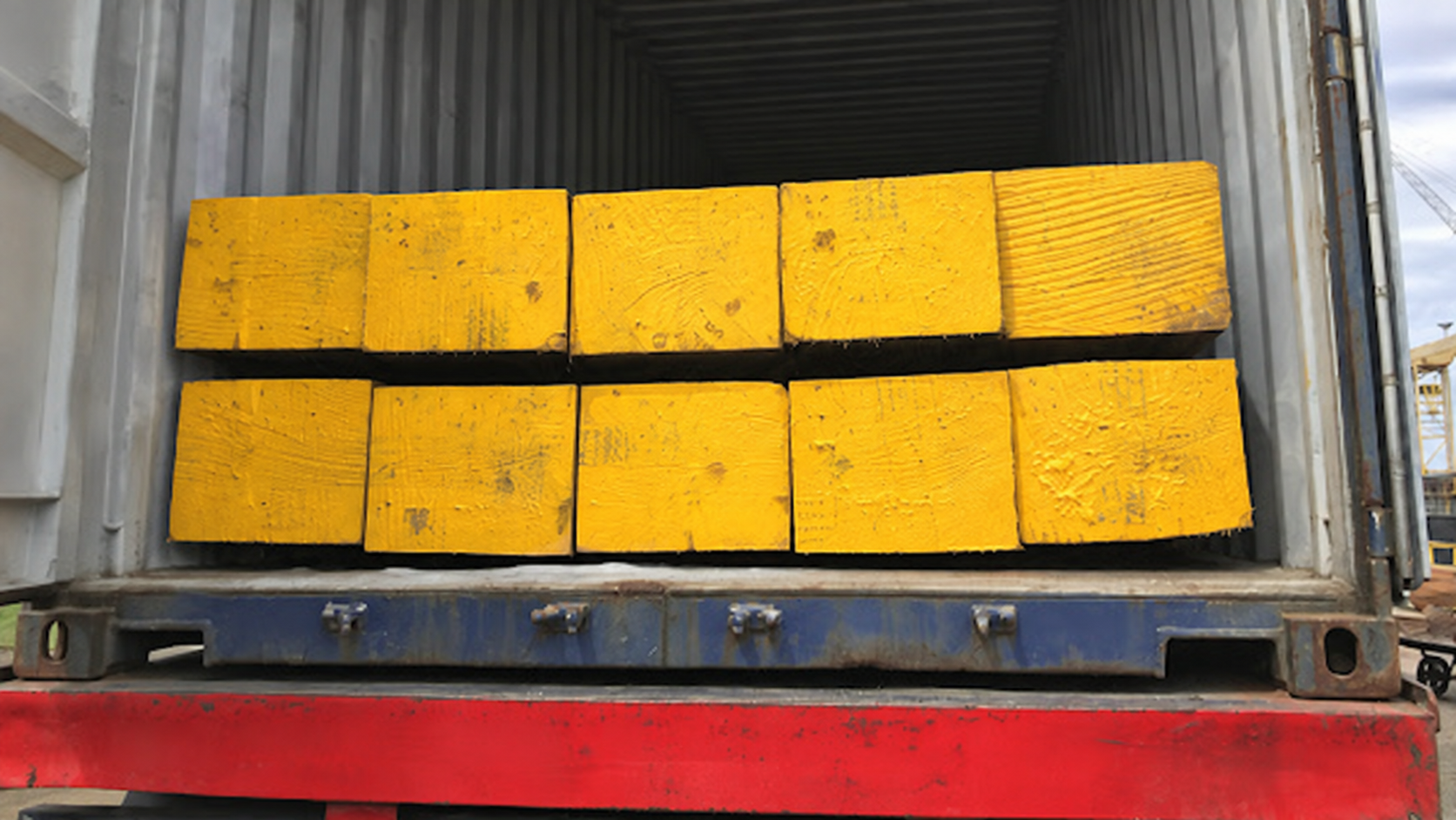 Ten Greenheart timber sections imported for dry dock works