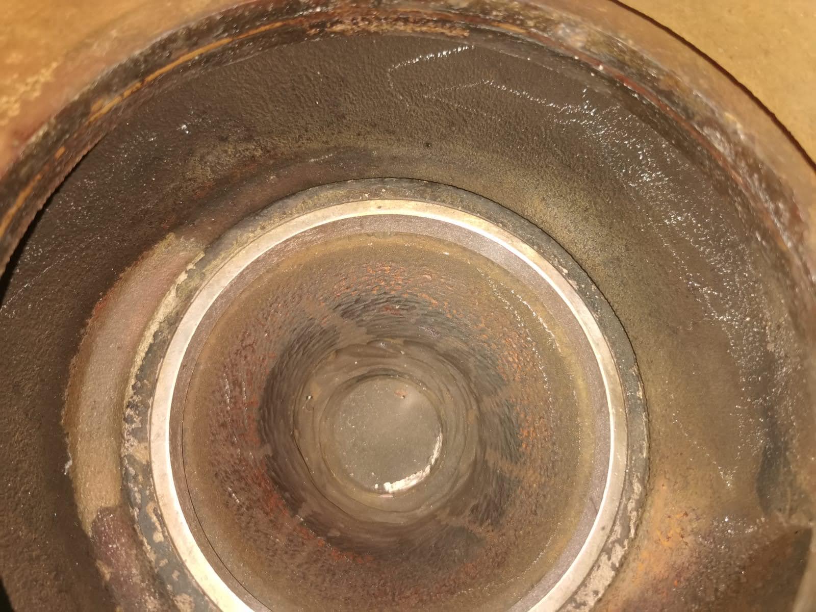 Internal pump casing opened for inspection during overhaul